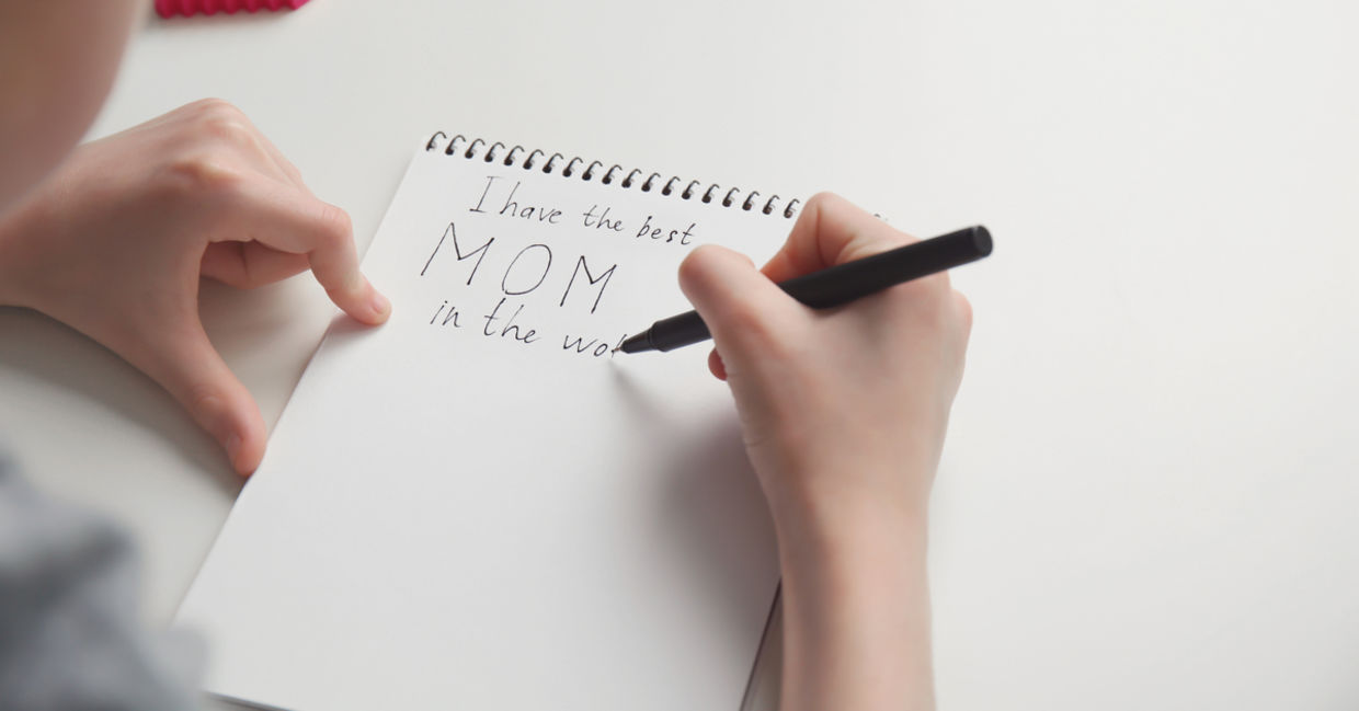 Handwritten Mother's Day note.