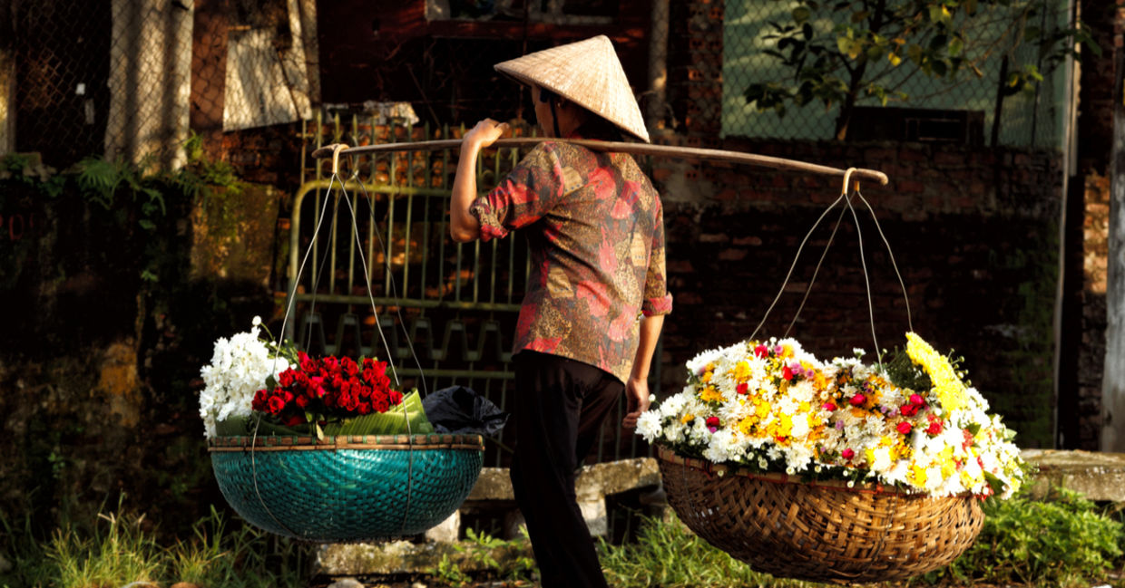 A vendor on the streets of Hanoi