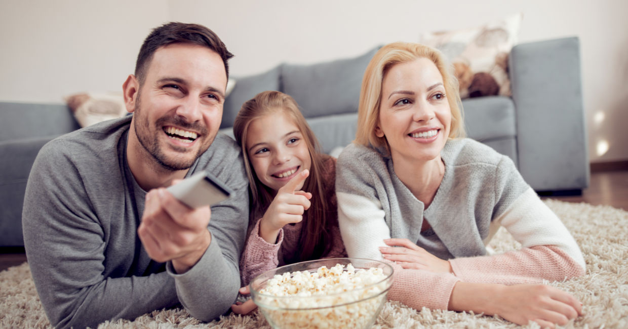 Family watching Netflix