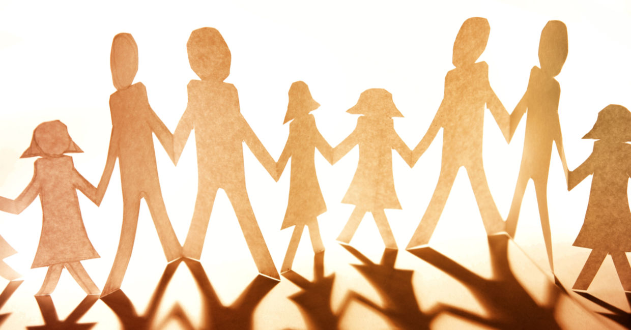 Paper cutouts of family and community