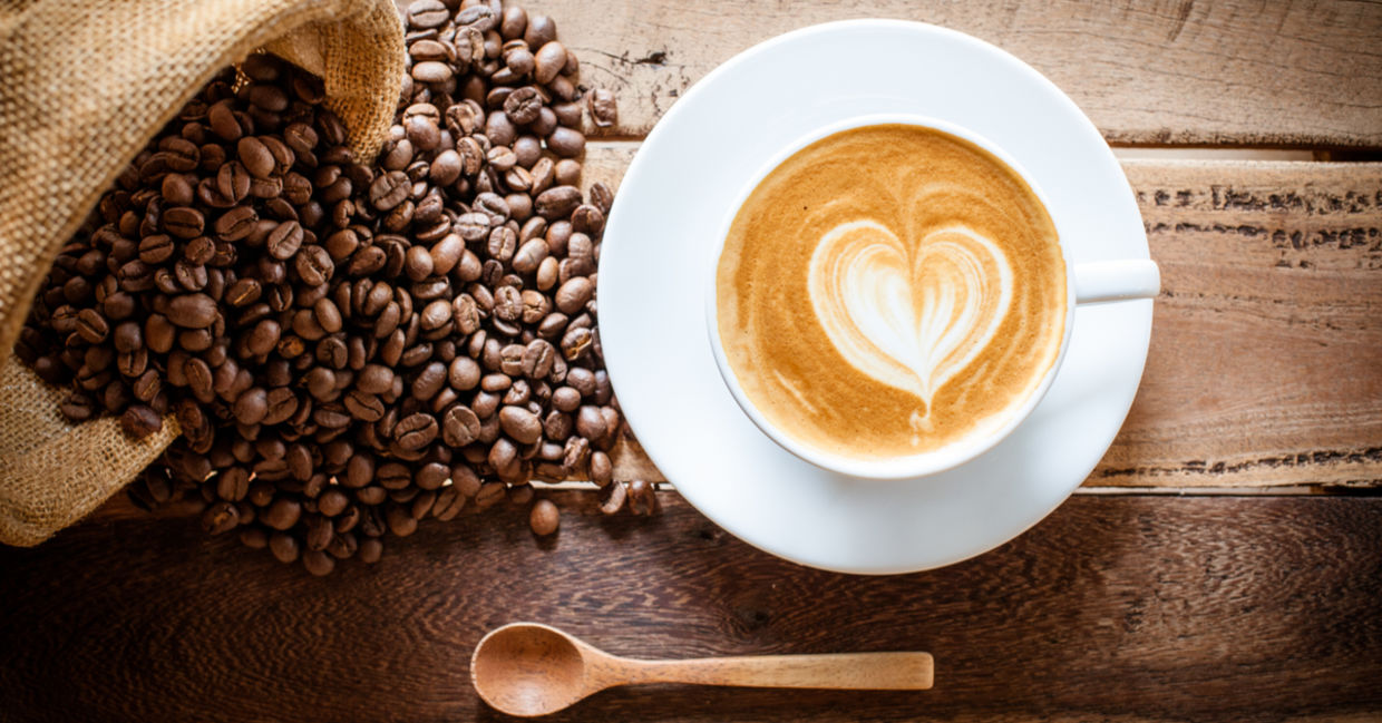 Coffee cup and beans.