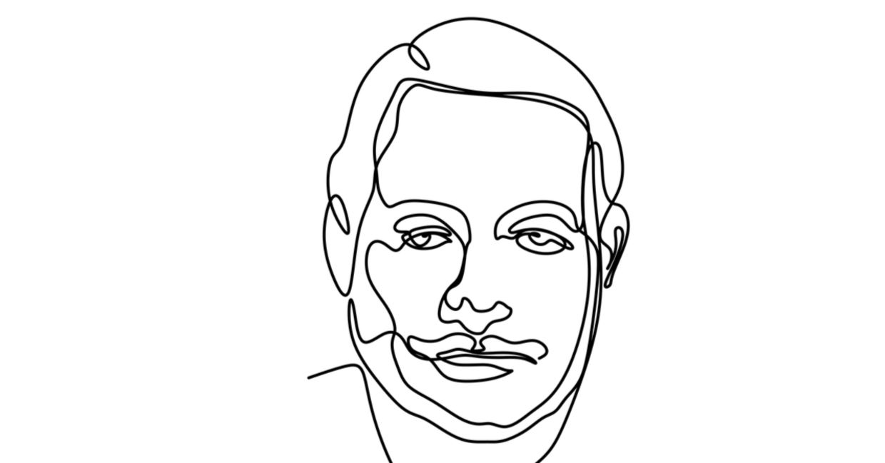A drawing of Ernest Hemingway.