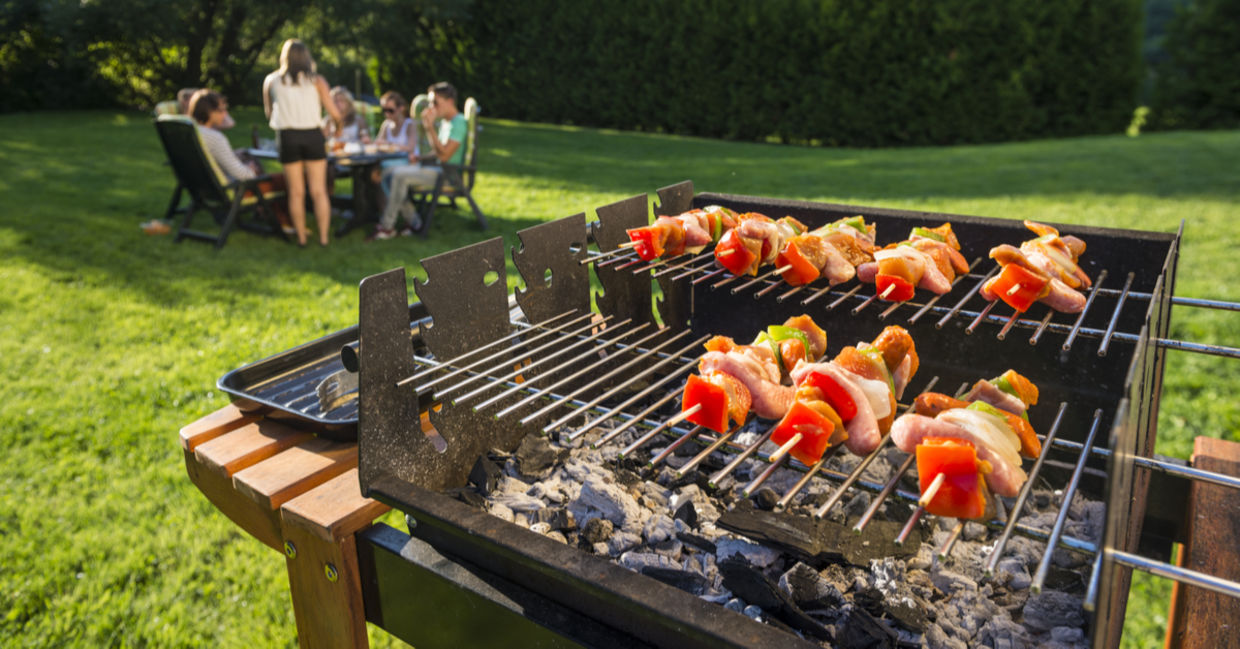 Having a BBQ on a warm summer day.
