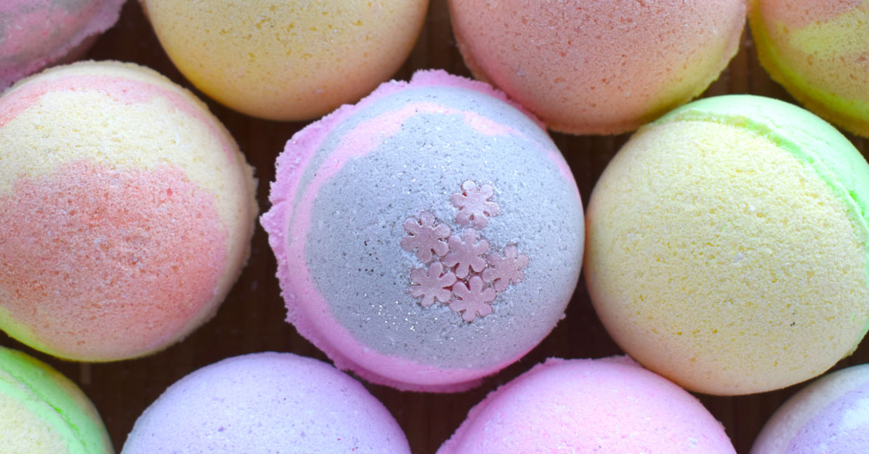 A colorful collection of bath bombs.