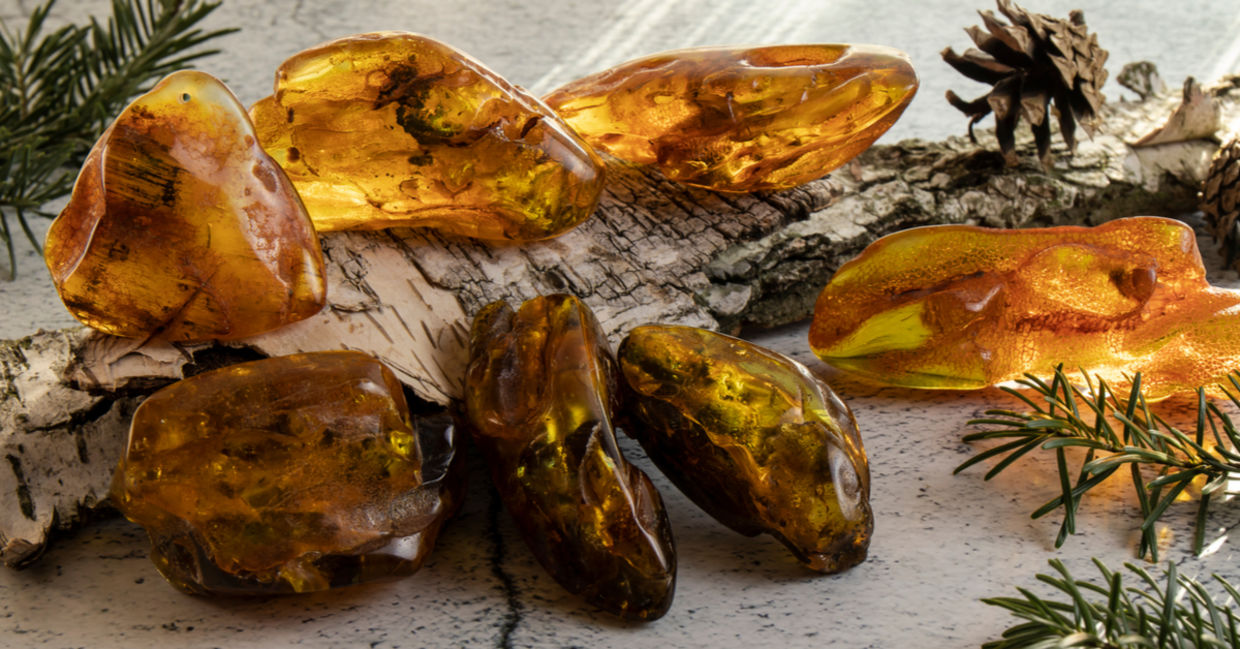 Healing amber stones.