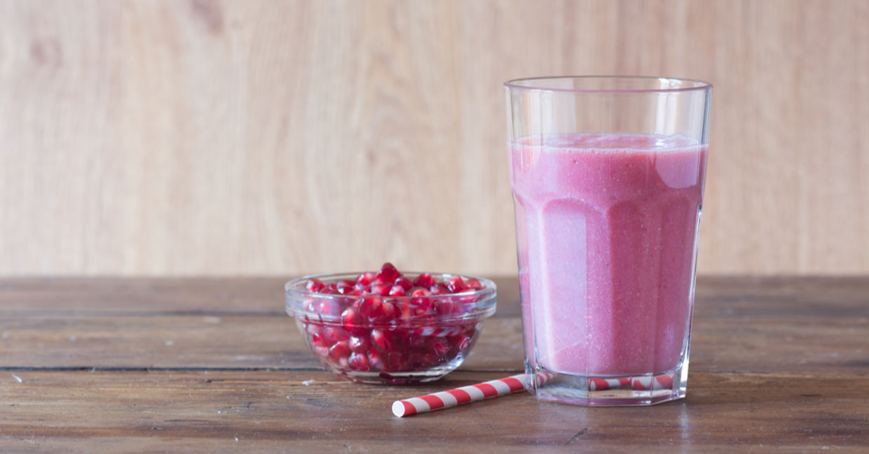 Pomegranate smoothie is bursting with nutrients.