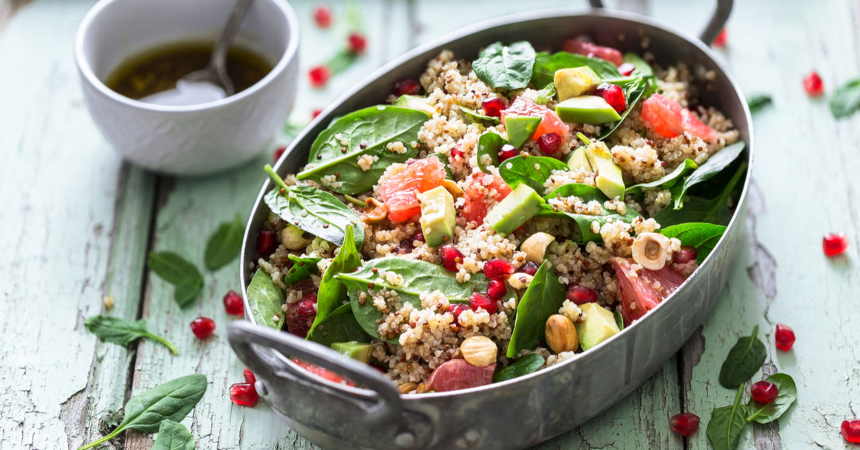 Pomegranate and quinoa salad is good for you.