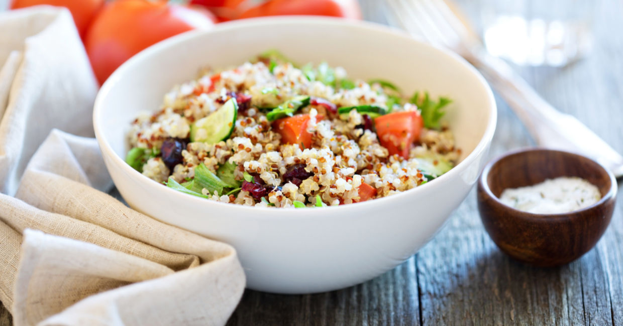 The quinoa in this salad is a complete protein.