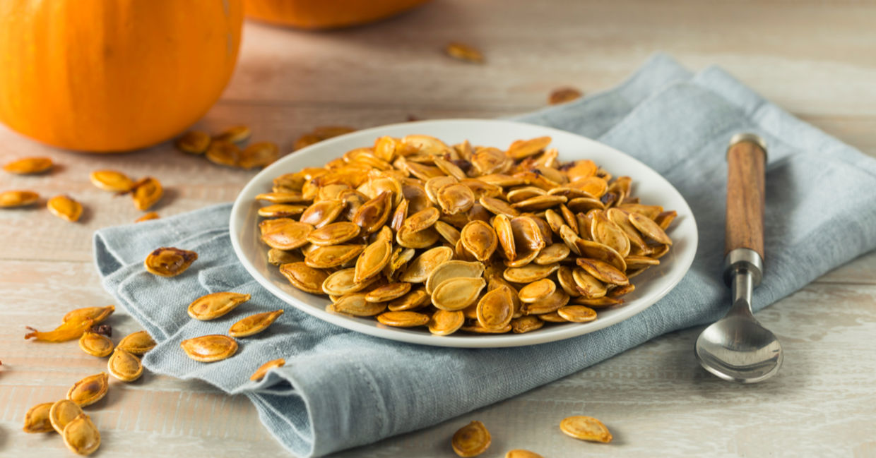 Roasted pumpkin seeds are full of protein