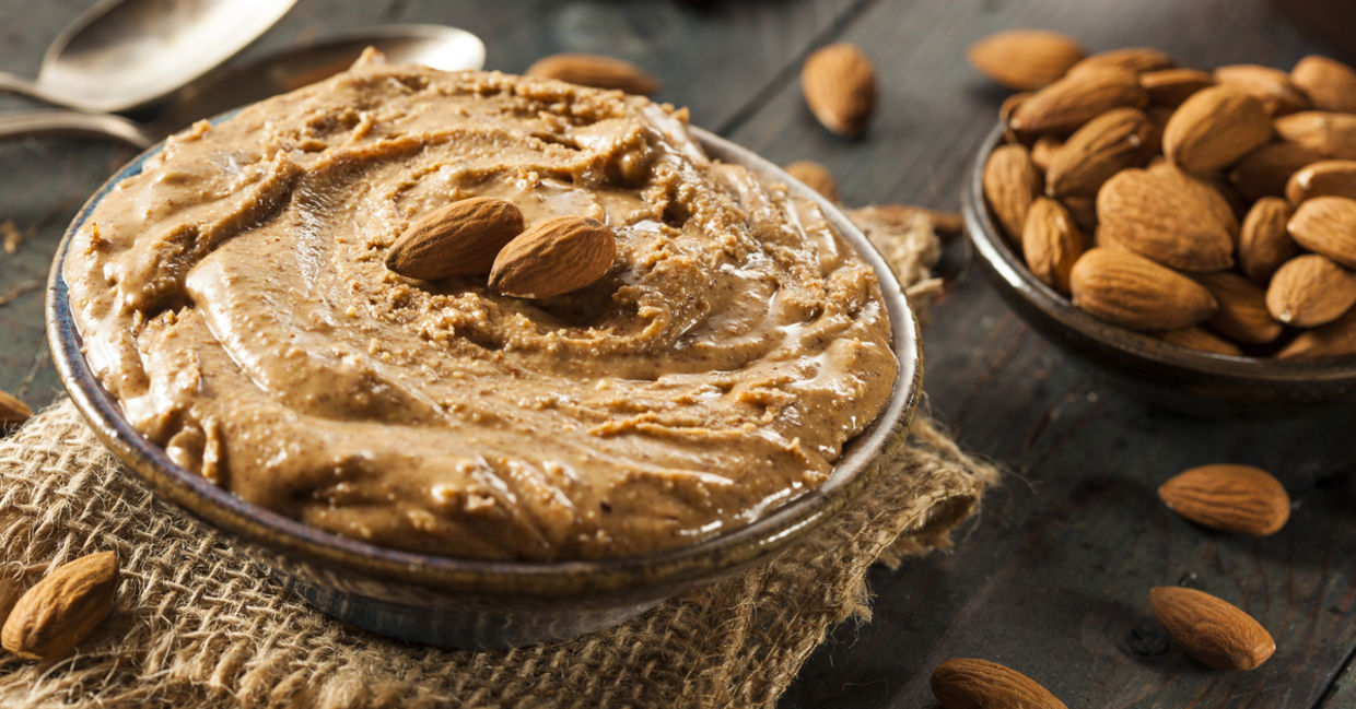 Healthy almond butter is a good source of plant-based protein.