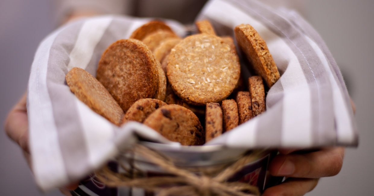 A basket of homemade cookies.