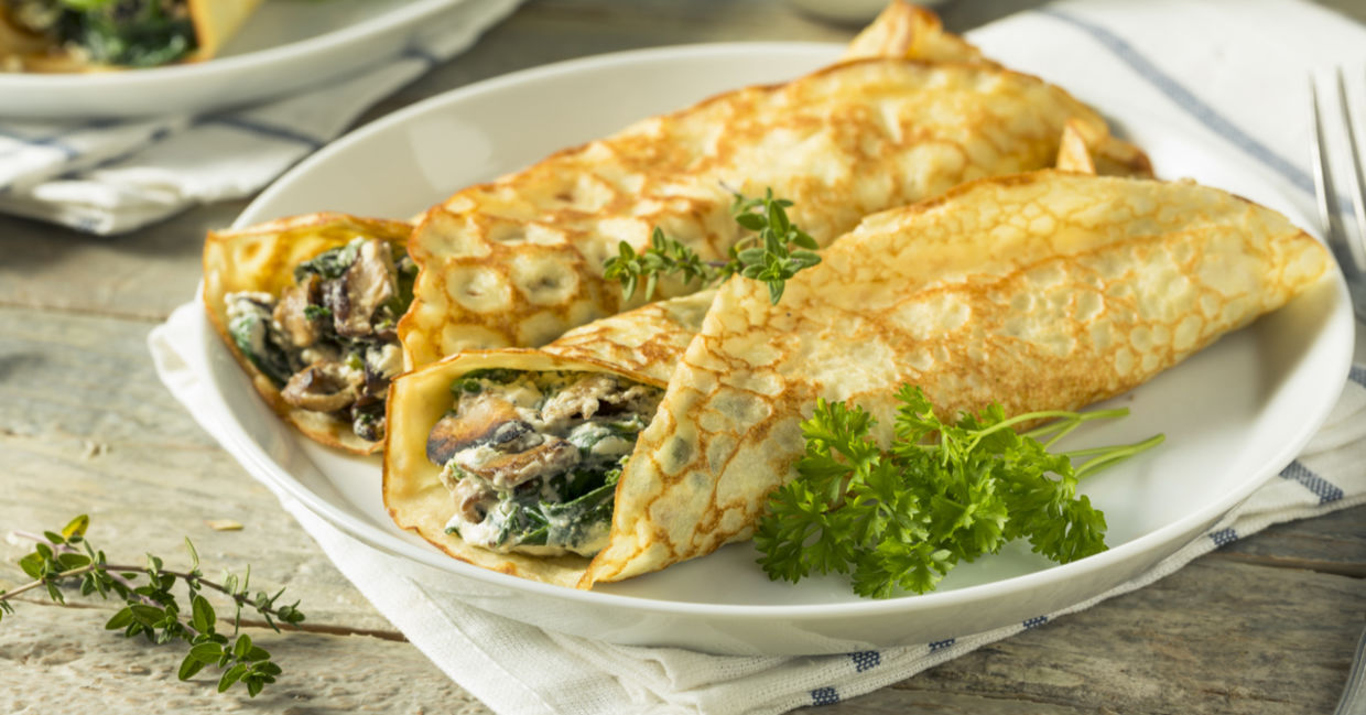 Use up leftovers with these savory mushroom and turkey crepes.