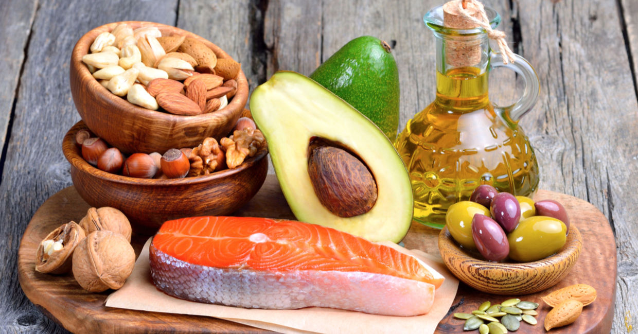 Healthy fats include omega-3s.