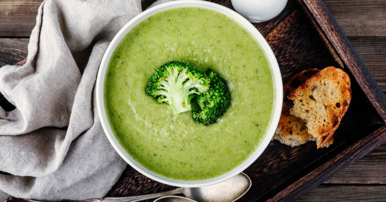 Creamy broccoli soup is healthy.
