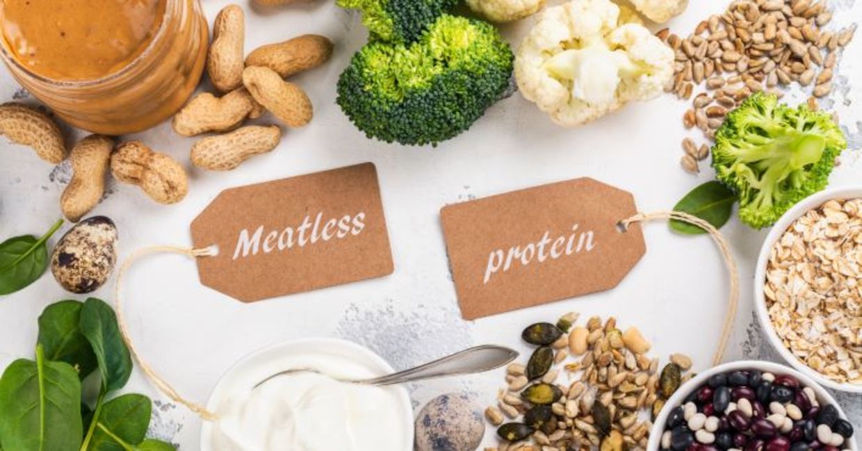 Various meatless protein goods as Meatless Monday inspiration
