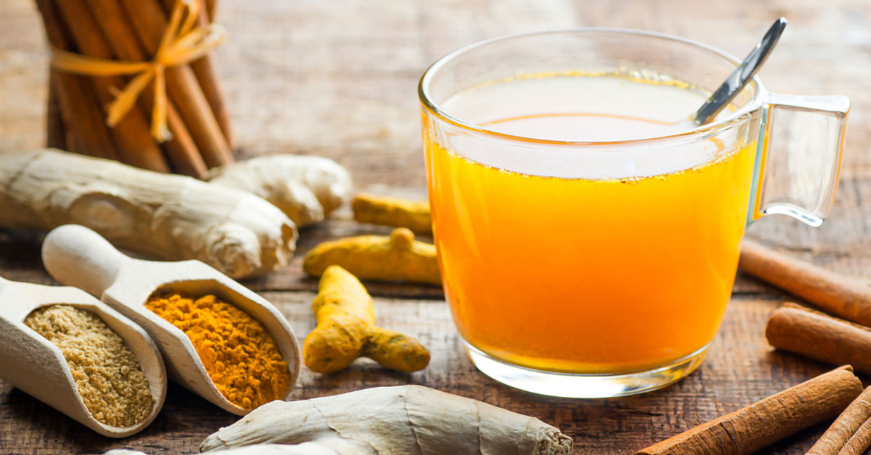 Healing turmeric tea helps balance the Vata dosha.