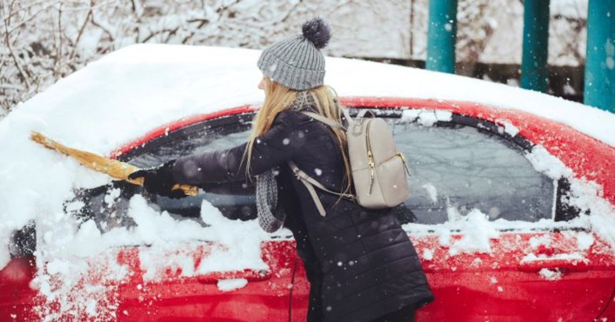 Keep a snowbrush in your car for winter travel.