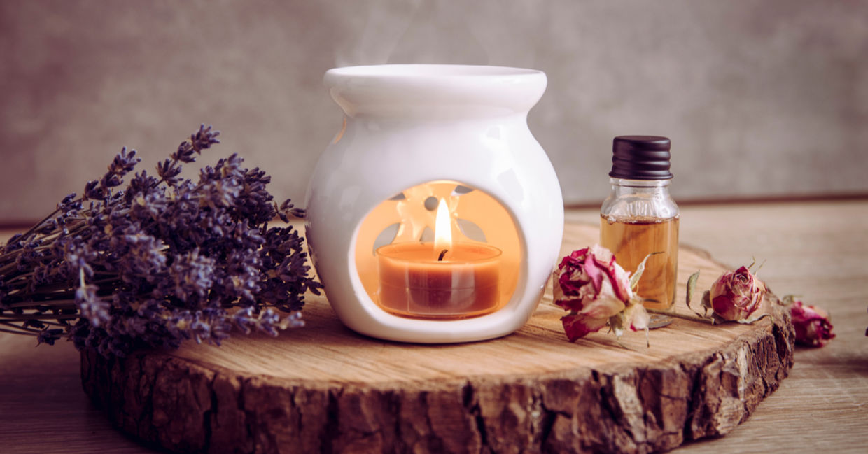 Lavender oil used in aroma oil lamp.