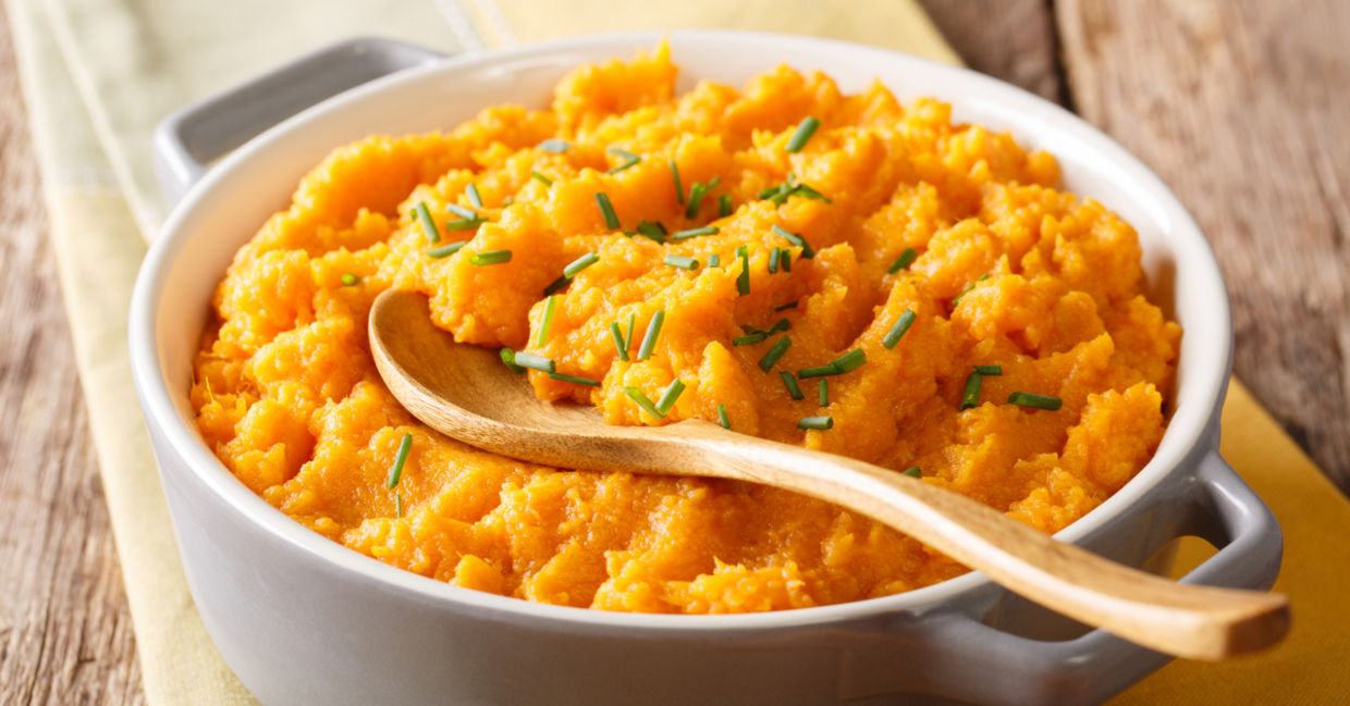 Mashed sweet potatoes are healthier than regular potatoes.