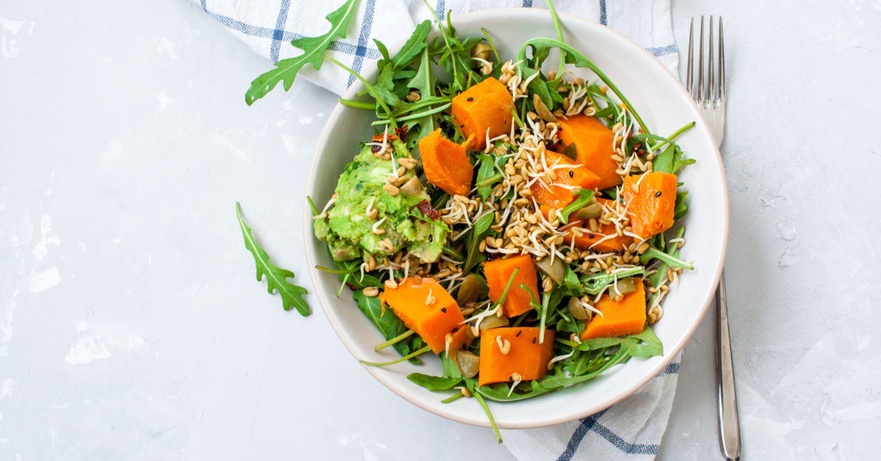 Add sweet potatoes to a healthy salad.