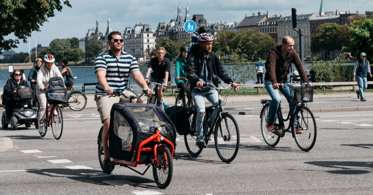 Healthy exercise riding bicycles in Copenhagen, Denmark.
