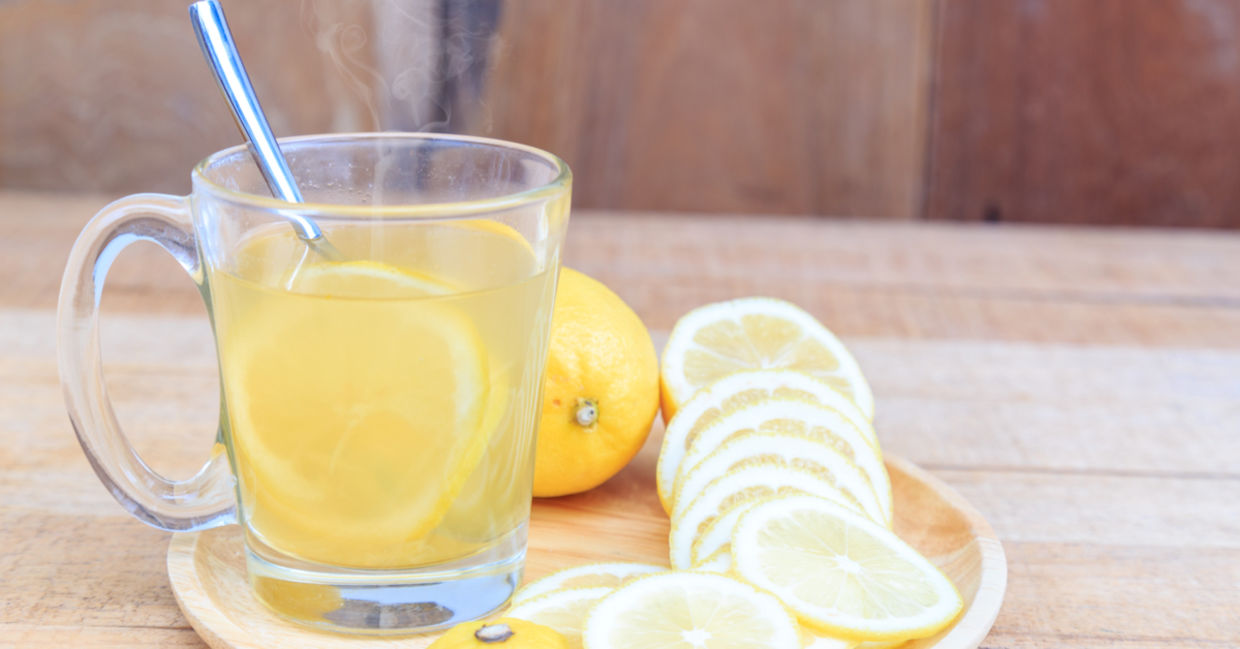 Drink healing hot lemon water for wellness.
