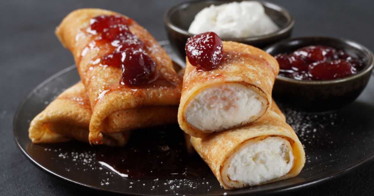 Cherry blintzes are perfect for brunch.