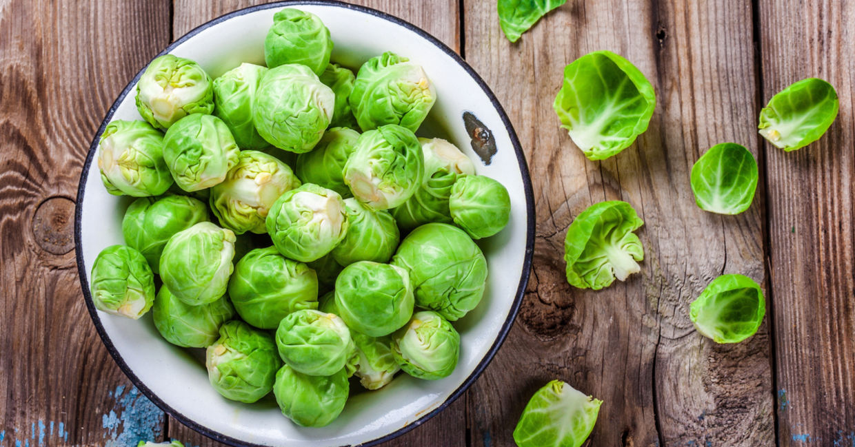 A plate of brussels sprouts.