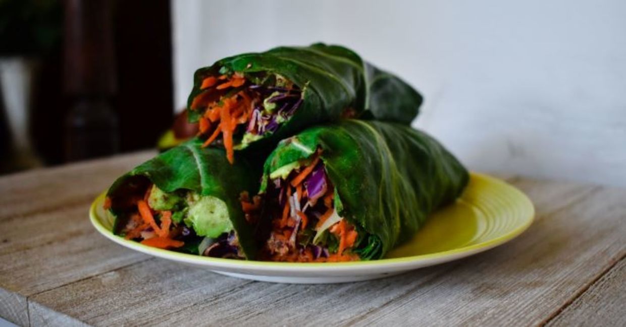 Collard green wraps are healthy for you.