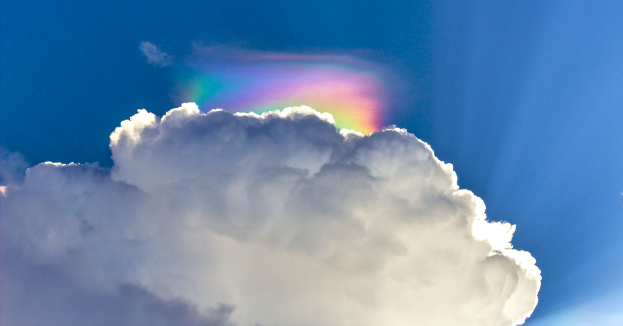 A rare cloud phenomenon called Iridescent Cloud also known as Fire Rainbow.