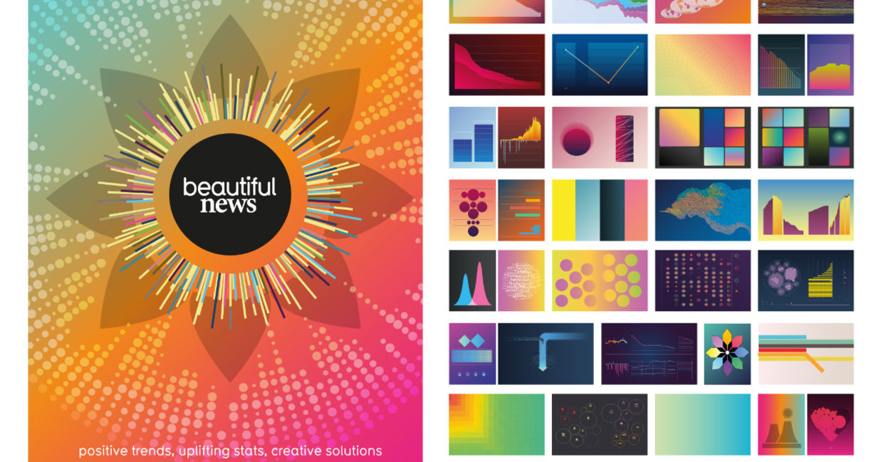 The book cover of Beautiful News: Positive Trends, Uplifting Stats, Creative Solutions.