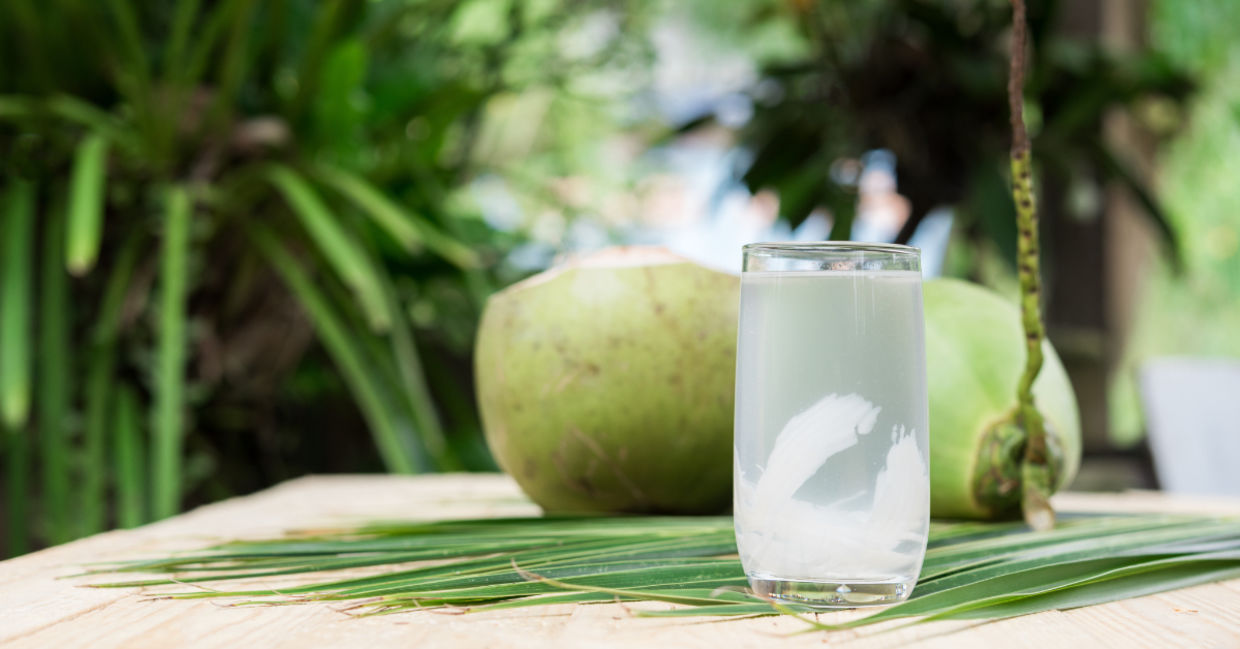 Hydrating coconut water.