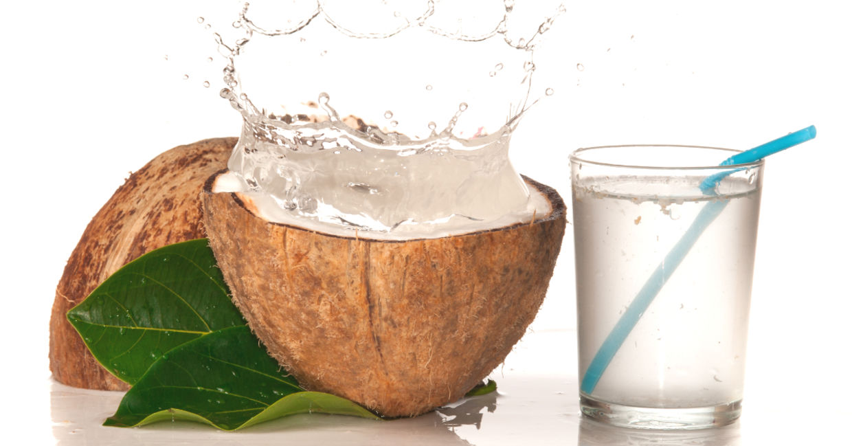 Coconut with water splash.