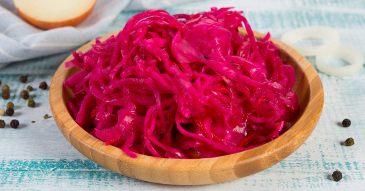 Red cabbage sauerkraut.