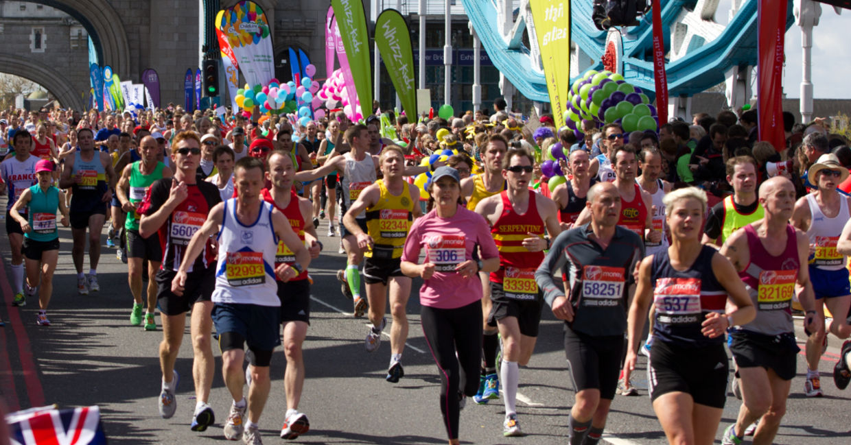 Runners competing in the London Marathon.