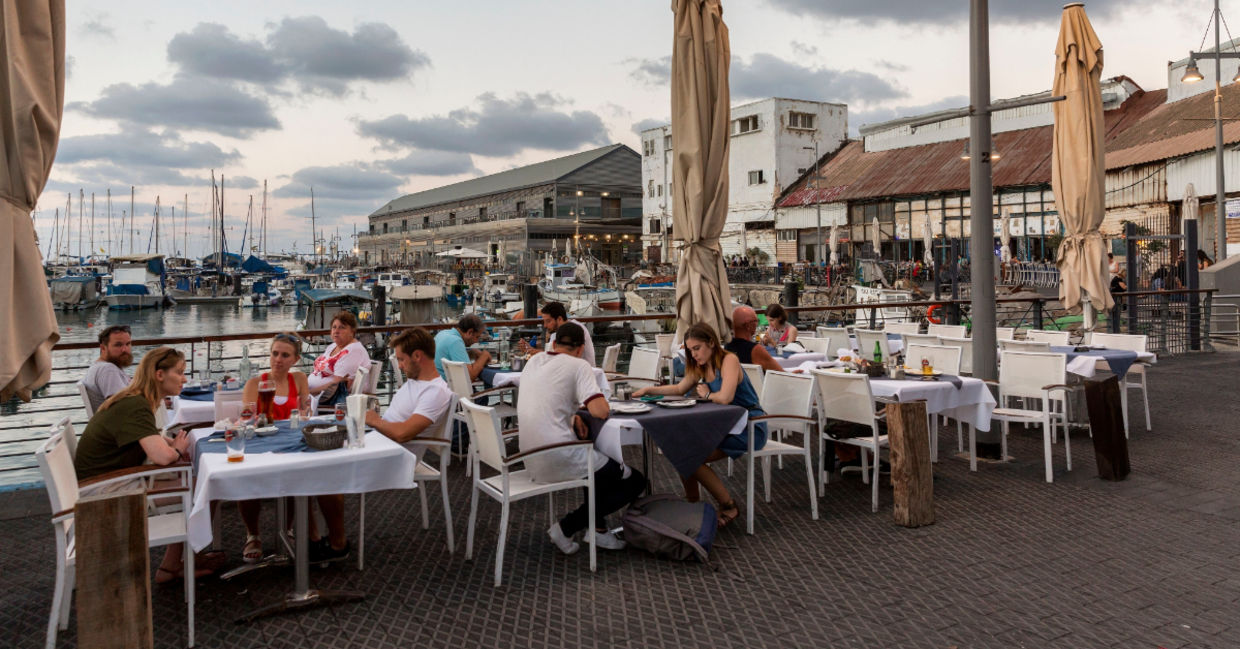 Cafes at the Tel Aviv port.