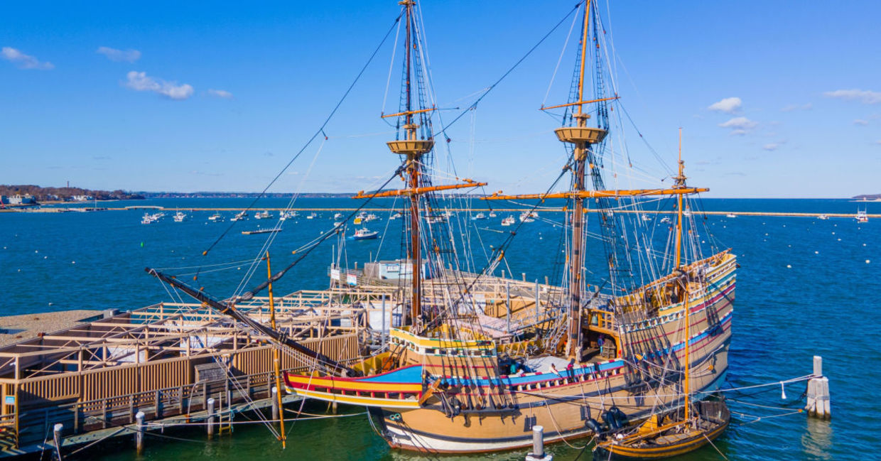 The Mayflower II, docked at Plymouth, Massachusetts.