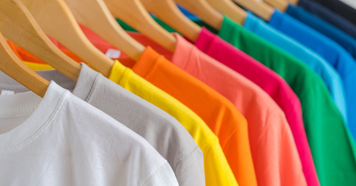 Colorful T-shirts.