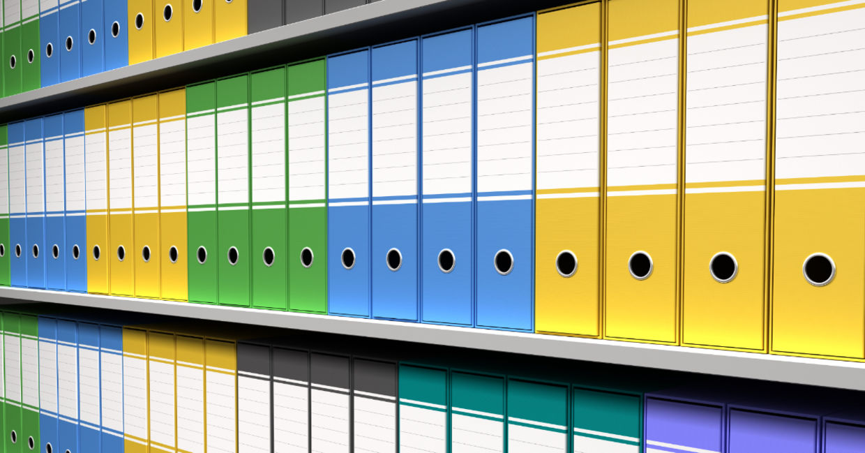 Colorful binders.
