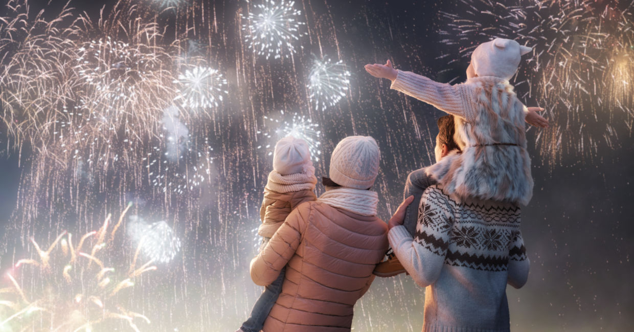 Watching fireworks on New Year’s Eve.