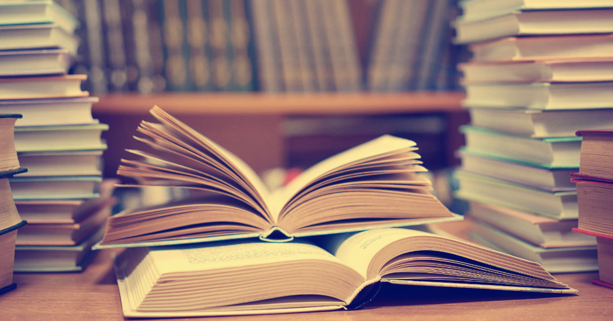 Books in the library.