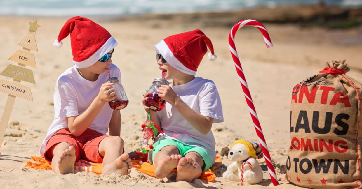 Celebrating Christmas at the beach in Australia.