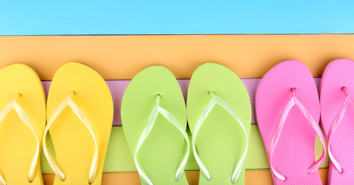 Colorful flip flops.