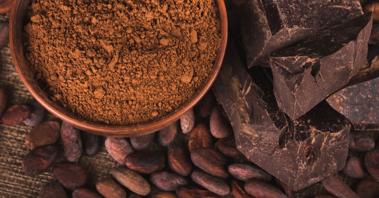Chocolate and cocoa beans.