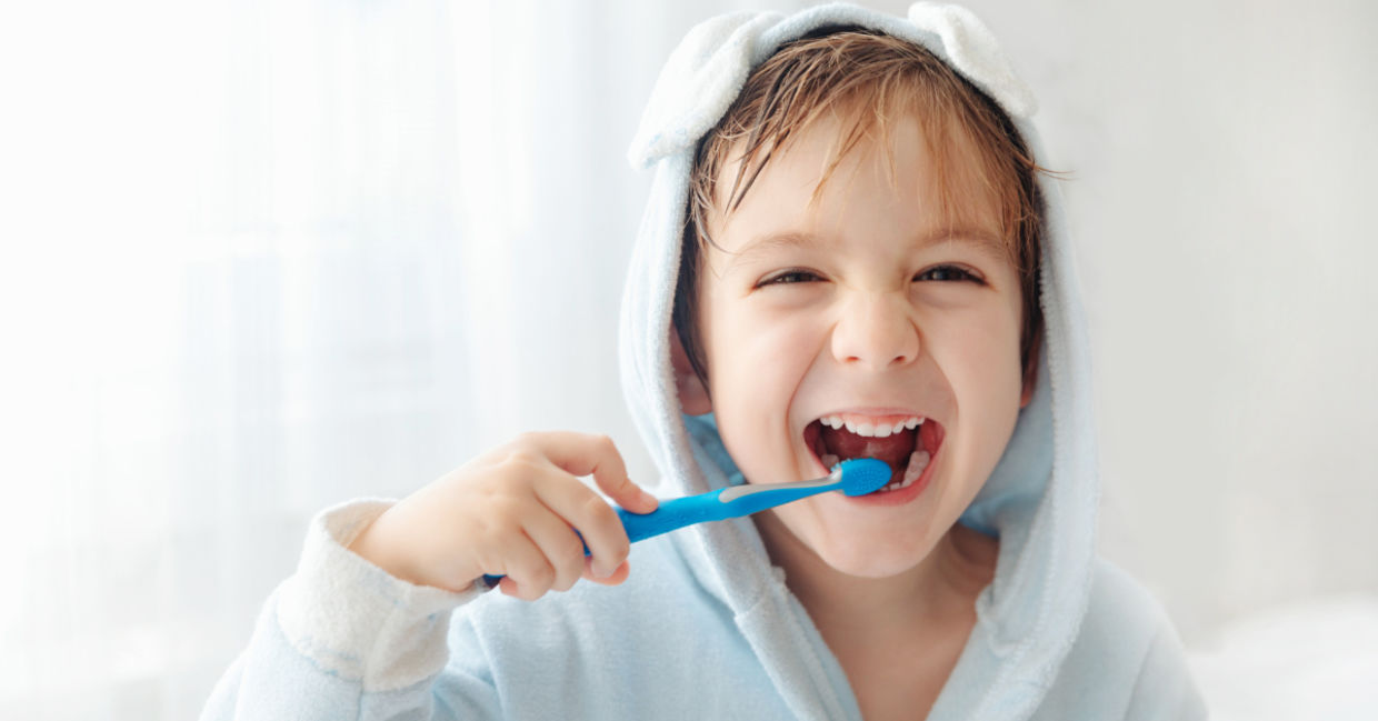 A little boy's morning routine.