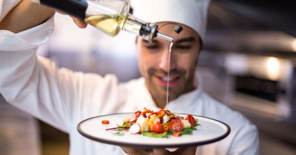 A chef appreciates using olive oil.