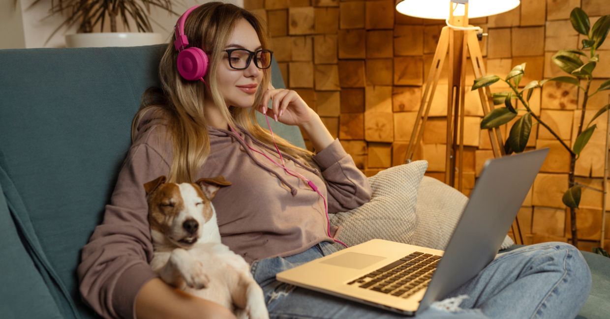 A girl watching a movie.