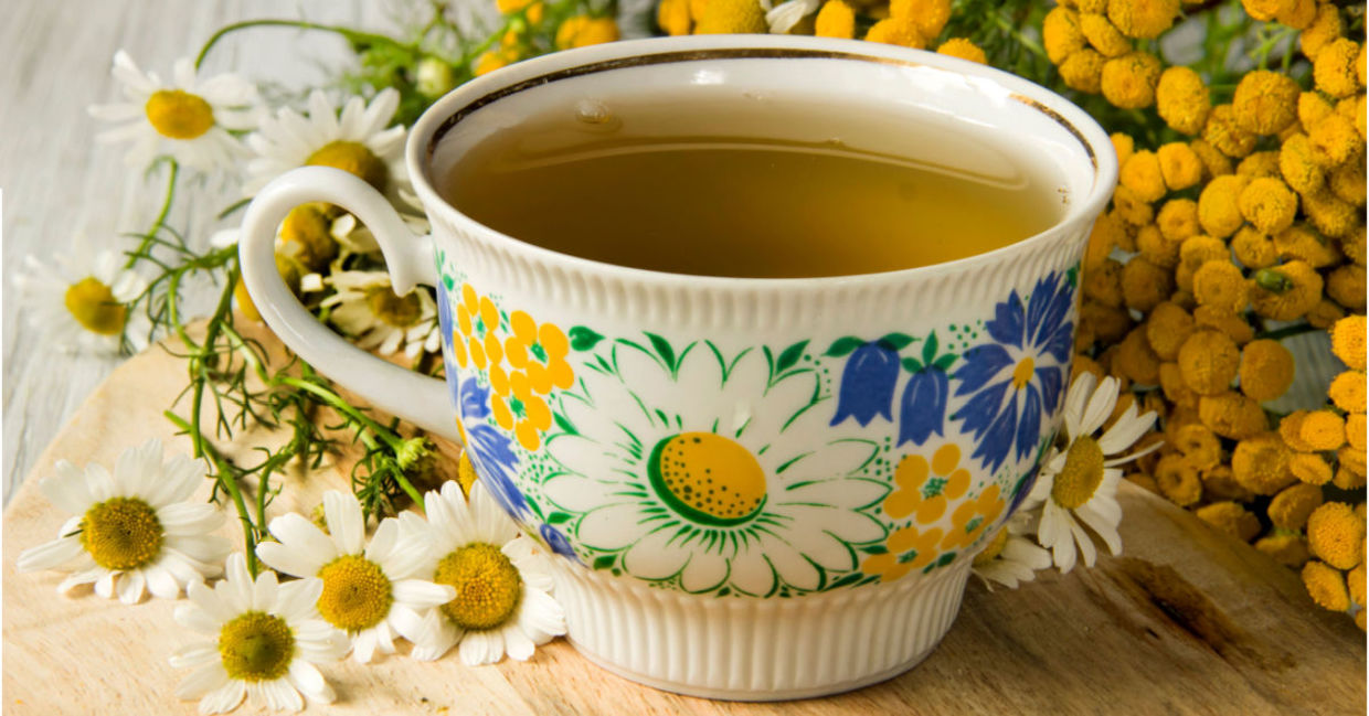 Chamomile tea helps soothe anxiety so you can sleep.