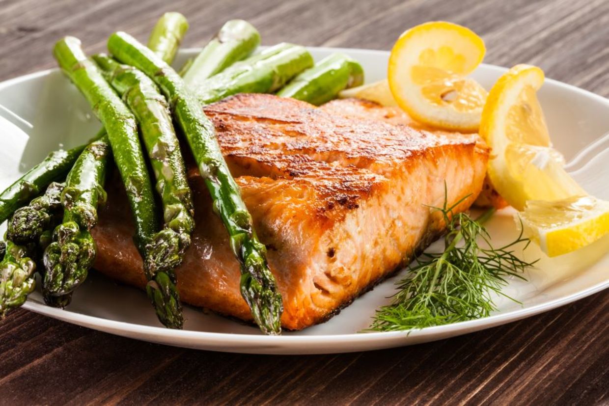 Enjoy salmon and asparagus for optimal nutrition.