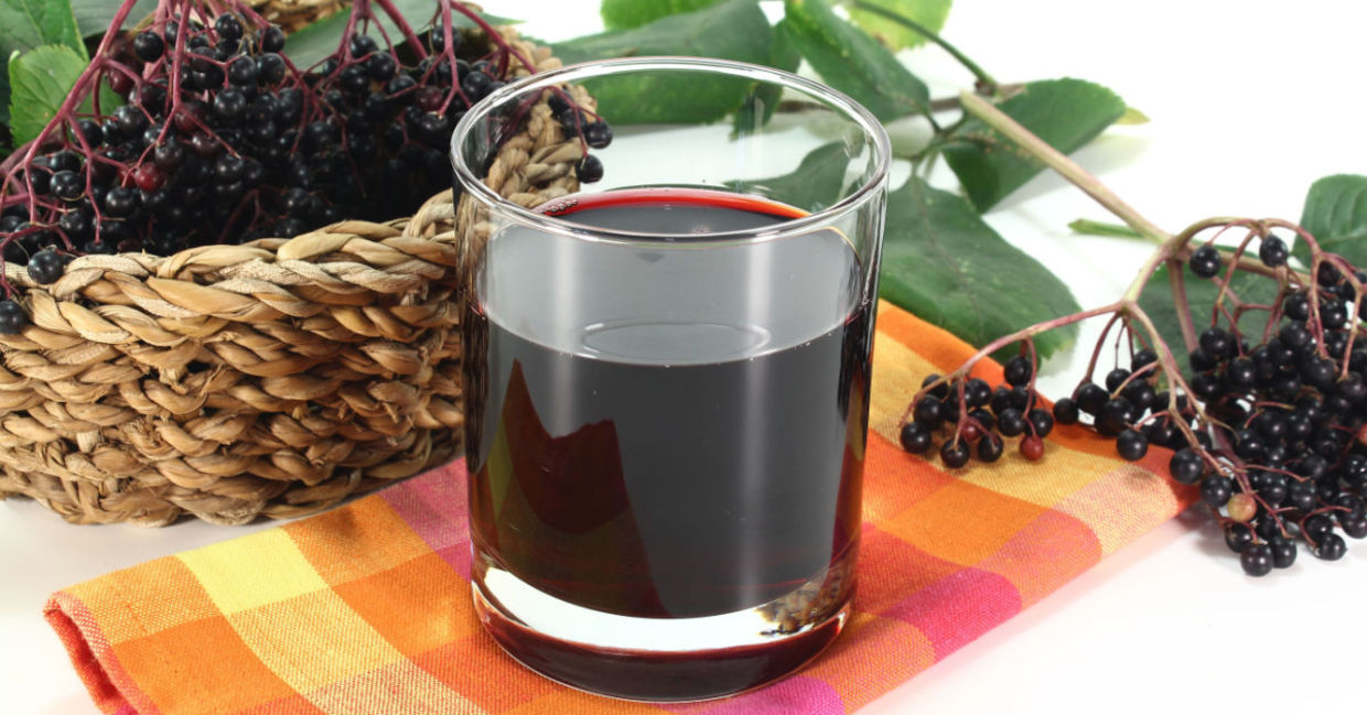 A glass of elderberry juice, good for heart health.